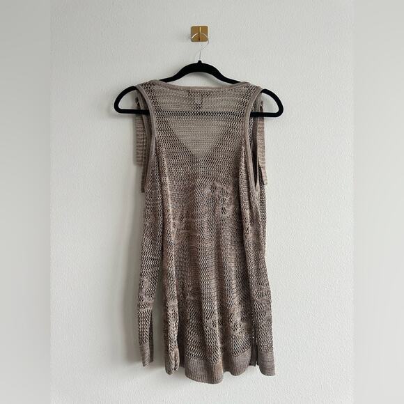 Vintage Y2K Women’s Cold Shoulder Knit Long Sleeve Brown & Gold Top Size Small - Picture 5 of 8